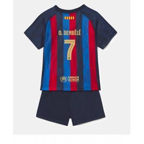 Barcelona Ousmane Dembele #7 kläder Barn 2022-23 Hemmatröja Kortärmad (+ korta byxor)